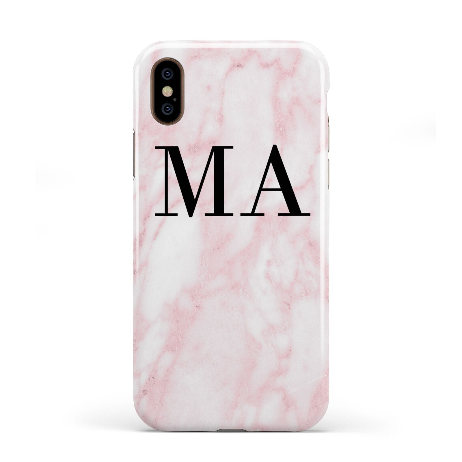 Personalised Pinky Marble Initials Apple iPhone XS 3D Tough