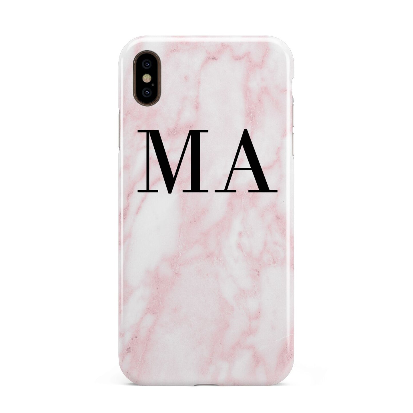 Personalised Pinky Marble Initials Apple iPhone Xs Max 3D Tough Case