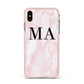 Personalised Pinky Marble Initials Apple iPhone Xs Max Impact Case Pink Edge on Gold Phone