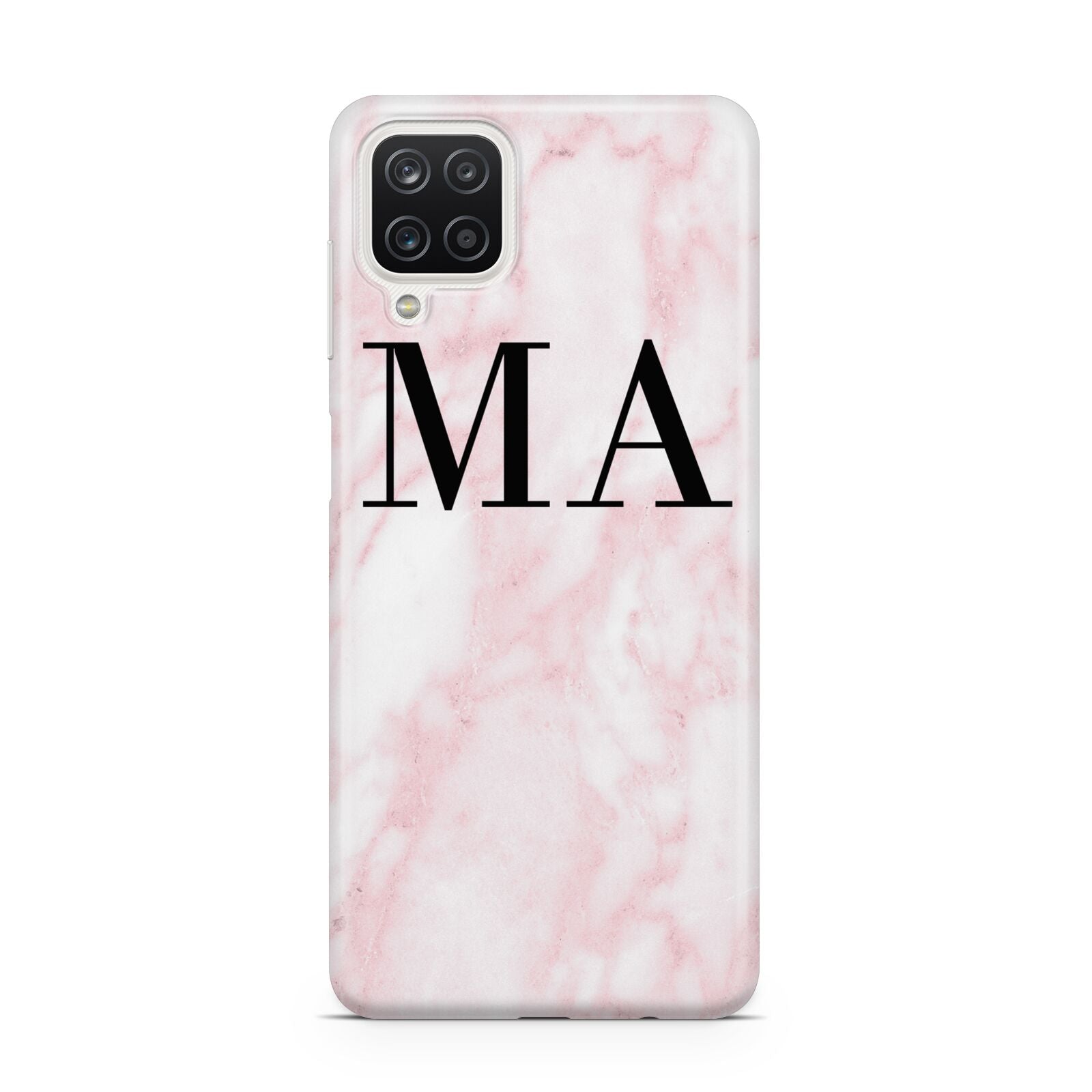 Personalised Pinky Marble Initials Samsung A12 Case