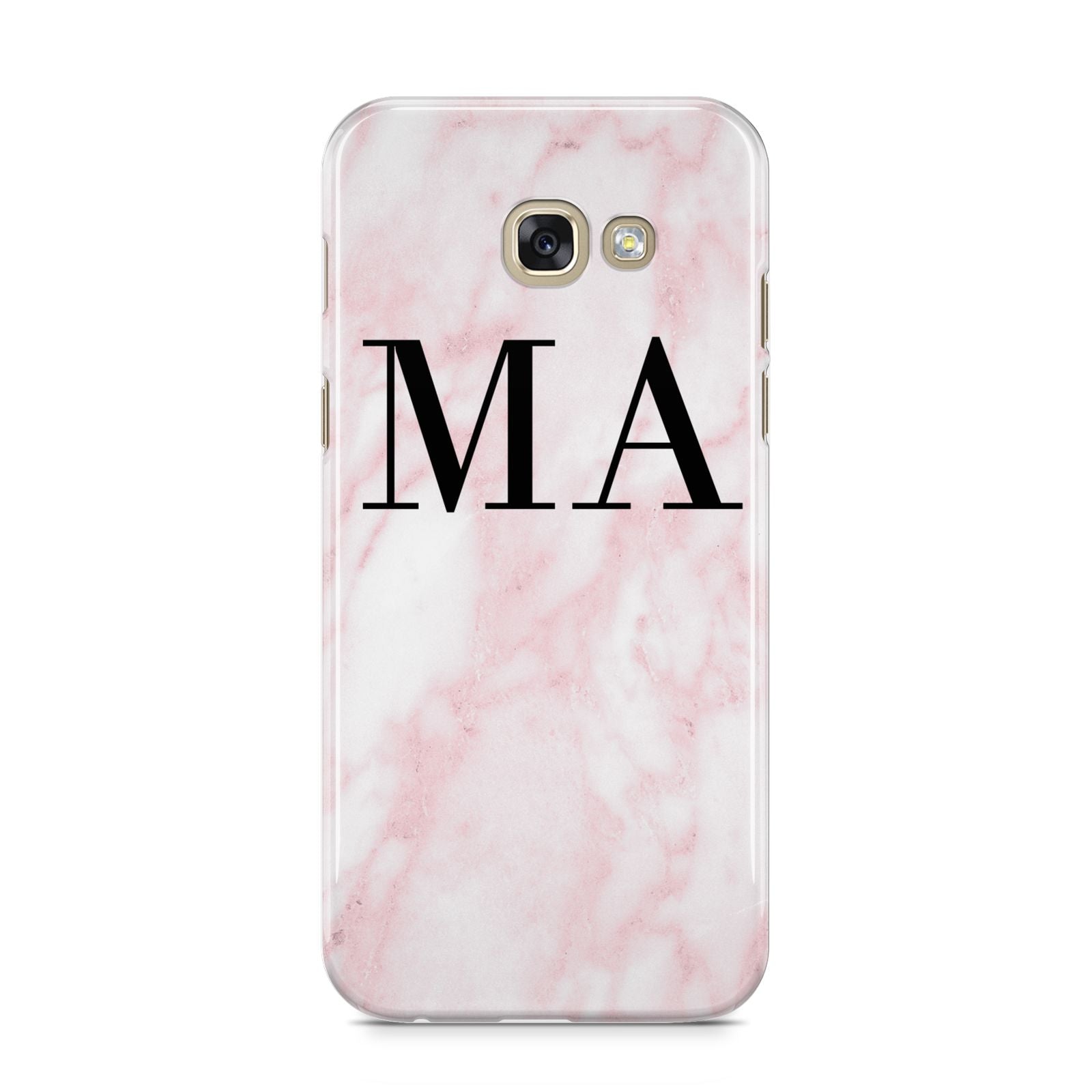 Personalised Pinky Marble Initials Samsung Galaxy A5 2017 Case on gold phone