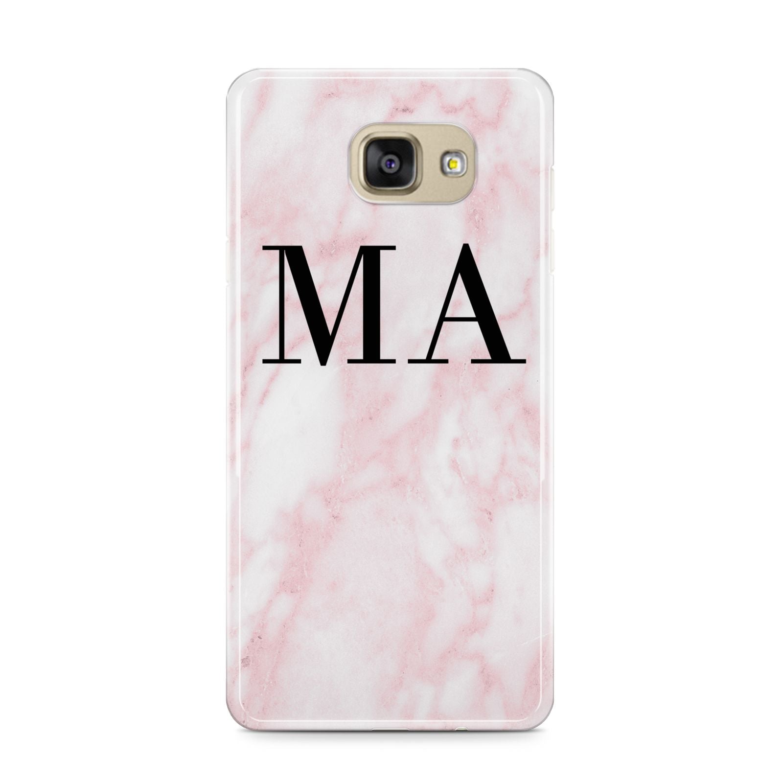Personalised Pinky Marble Initials Samsung Galaxy A9 2016 Case on gold phone