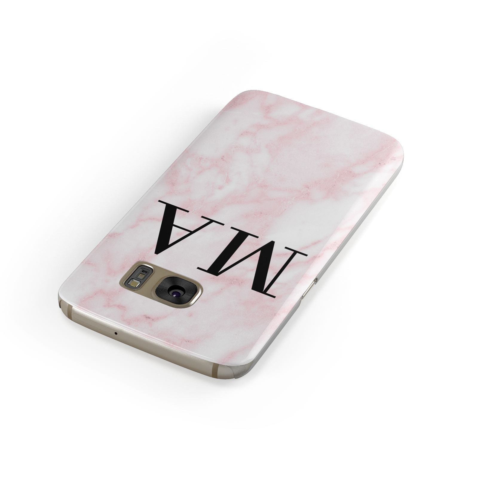 Personalised Pinky Marble Initials Samsung Galaxy Case Front Close Up
