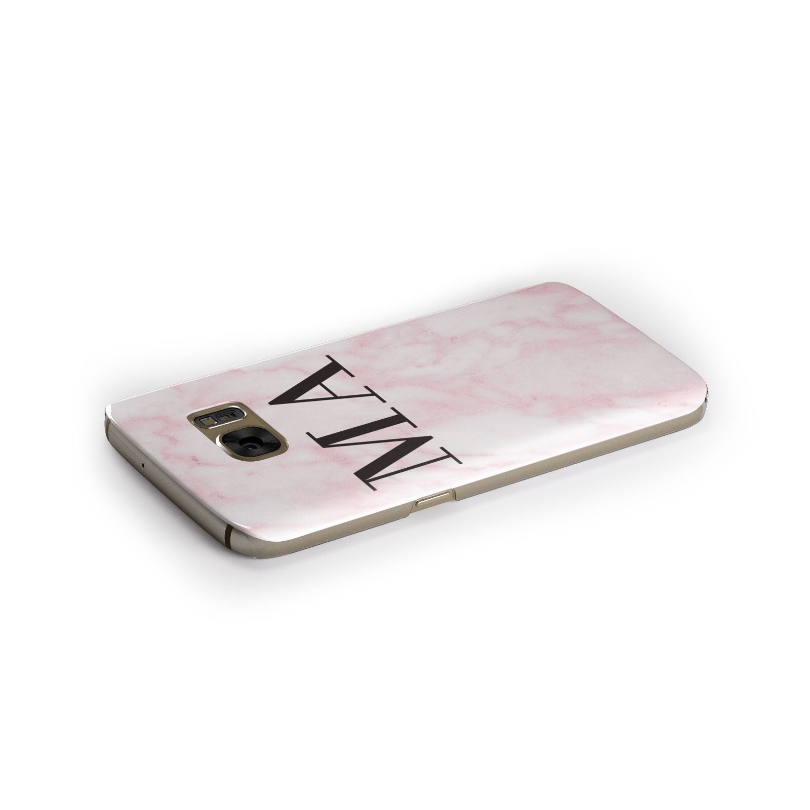 Personalised Pinky Marble Initials Samsung Galaxy Case Side Close Up