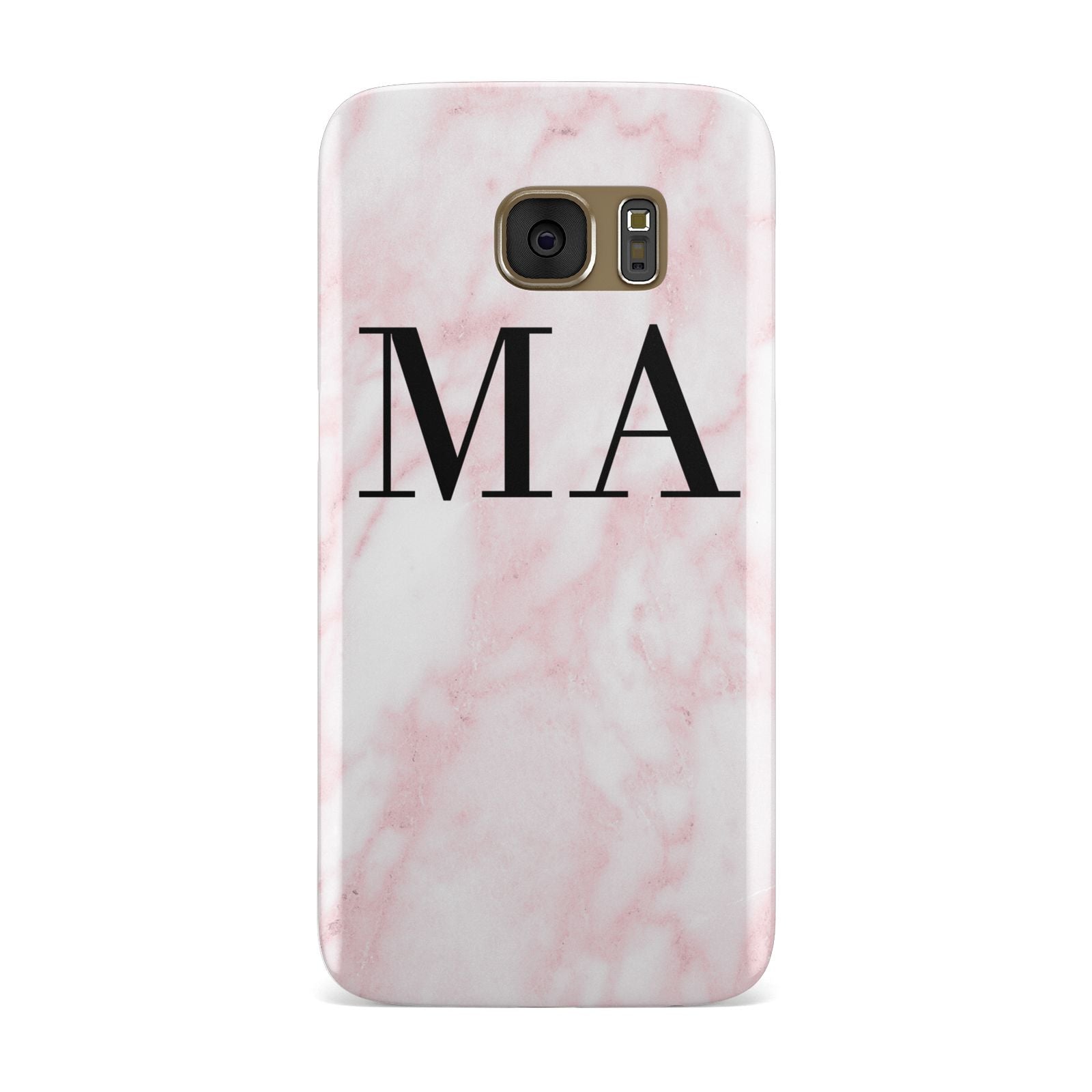 Personalised Pinky Marble Initials Samsung Galaxy Case