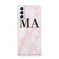 Personalised Pinky Marble Initials Samsung S21 Plus Case