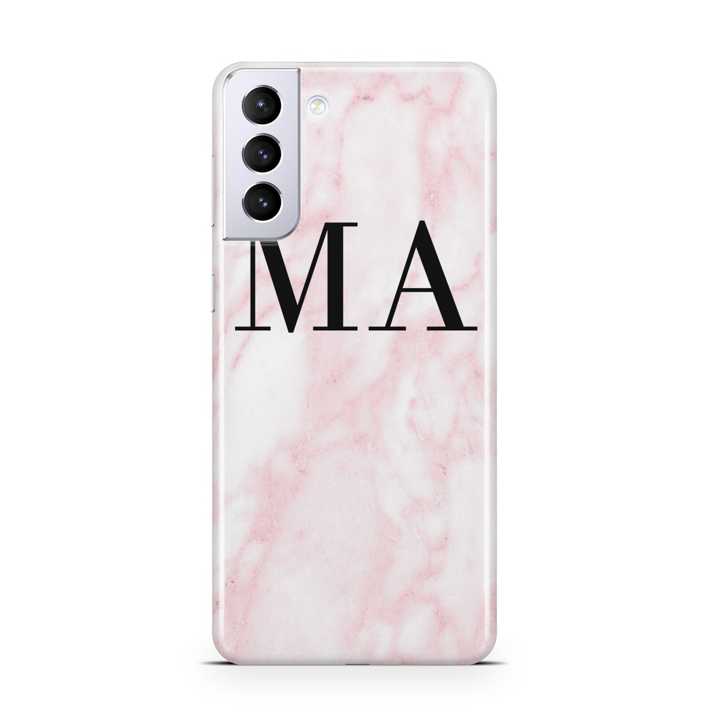 Personalised Pinky Marble Initials Samsung S21 Plus Phone Case