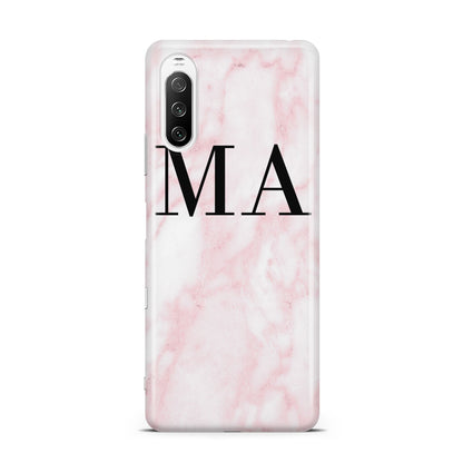 Personalised Pinky Marble Initials Sony Xperia 10 III Case