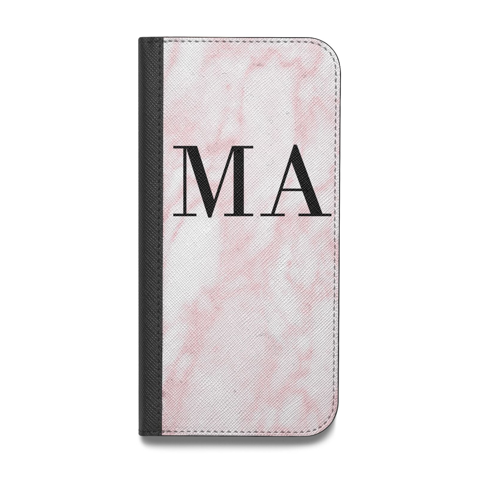 Personalised Pinky Marble Initials Vegan Leather Flip Samsung Case