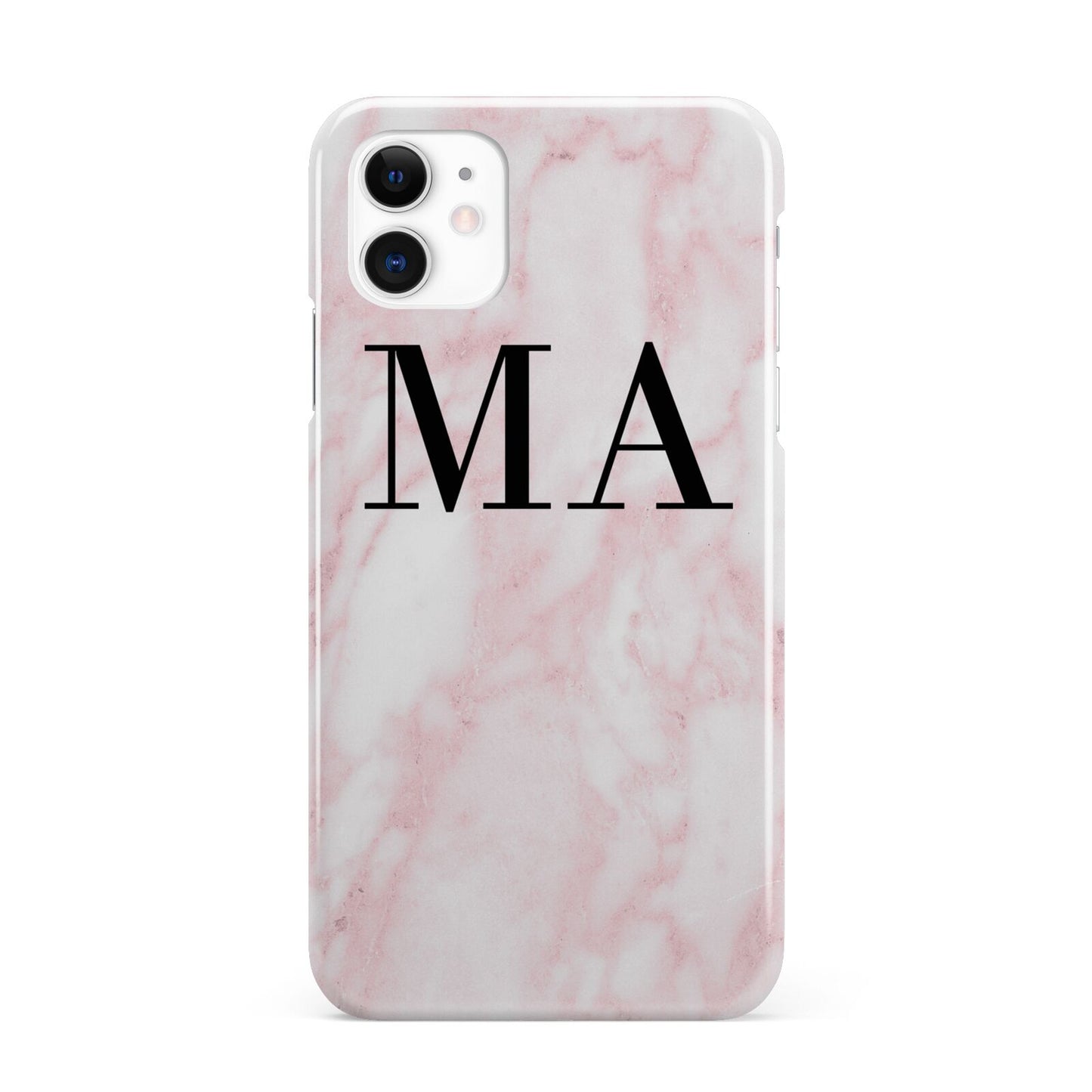 Personalised Pinky Marble Initials iPhone 11 3D Snap Case