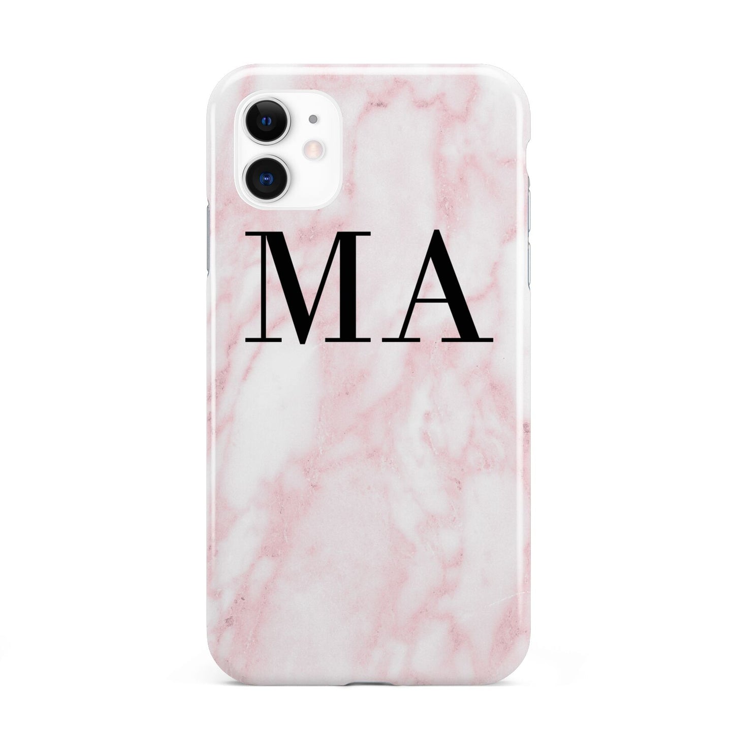 Personalised Pinky Marble Initials iPhone 11 3D Tough Case