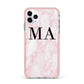 Personalised Pinky Marble Initials iPhone 11 Pro Max Impact Pink Edge Case