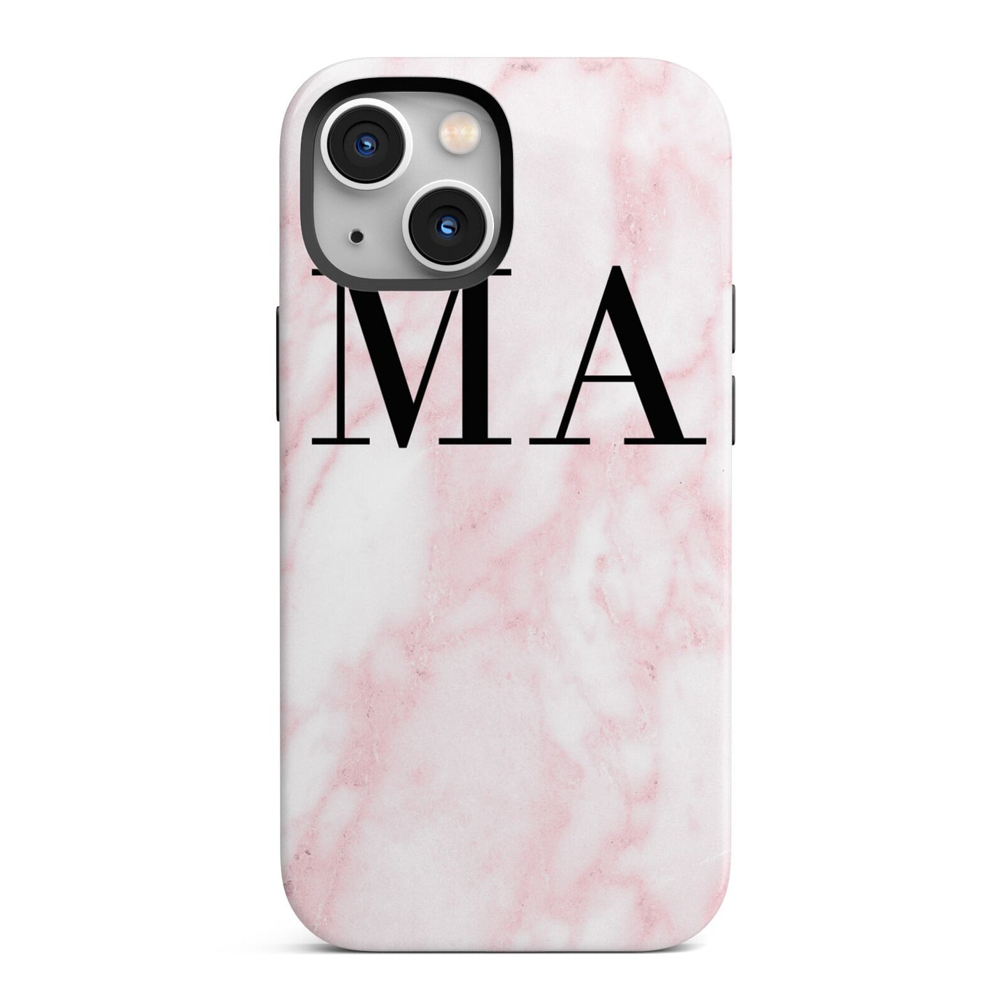 Personalised Pinky Marble Initials iPhone 13 Mini Full Wrap 3D Tough Case