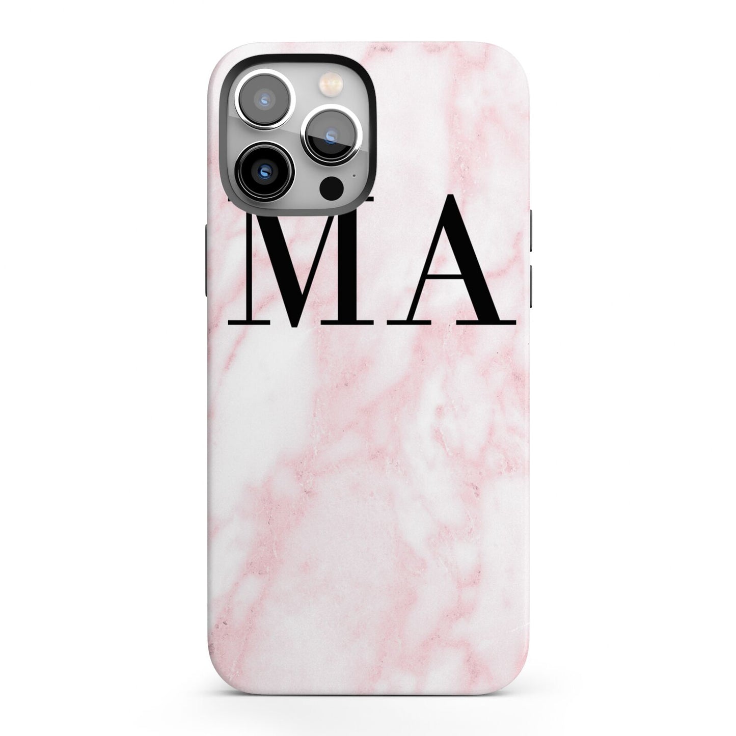 Personalised Pinky Marble Initials iPhone 13 Pro Max Full Wrap 3D Tough Case