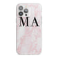 Personalised Pinky Marble Initials iPhone 13 Pro Max TPU Impact Case with White Edges