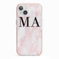 Personalised Pinky Marble Initials iPhone 13 TPU Impact Case with Pink Edges