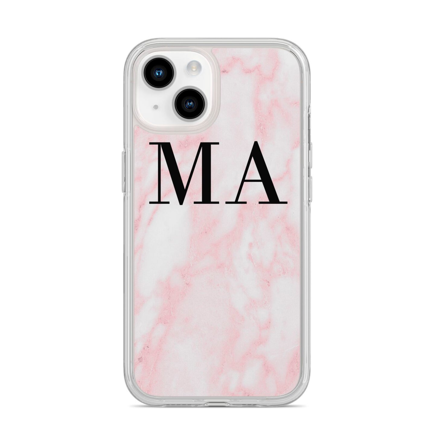 Personalised Pinky Marble Initials iPhone 14 Clear Tough Case Starlight