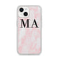 Personalised Pinky Marble Initials iPhone 14 Glitter Tough Case Starlight