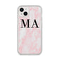 Personalised Pinky Marble Initials iPhone 14 Plus Clear Tough Case Starlight