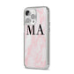 Personalised Pinky Marble Initials iPhone 14 Pro Max Clear Tough Case Silver Angled Image