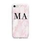 Personalised Pinky Marble Initials iPhone 7 Bumper Case on Silver iPhone