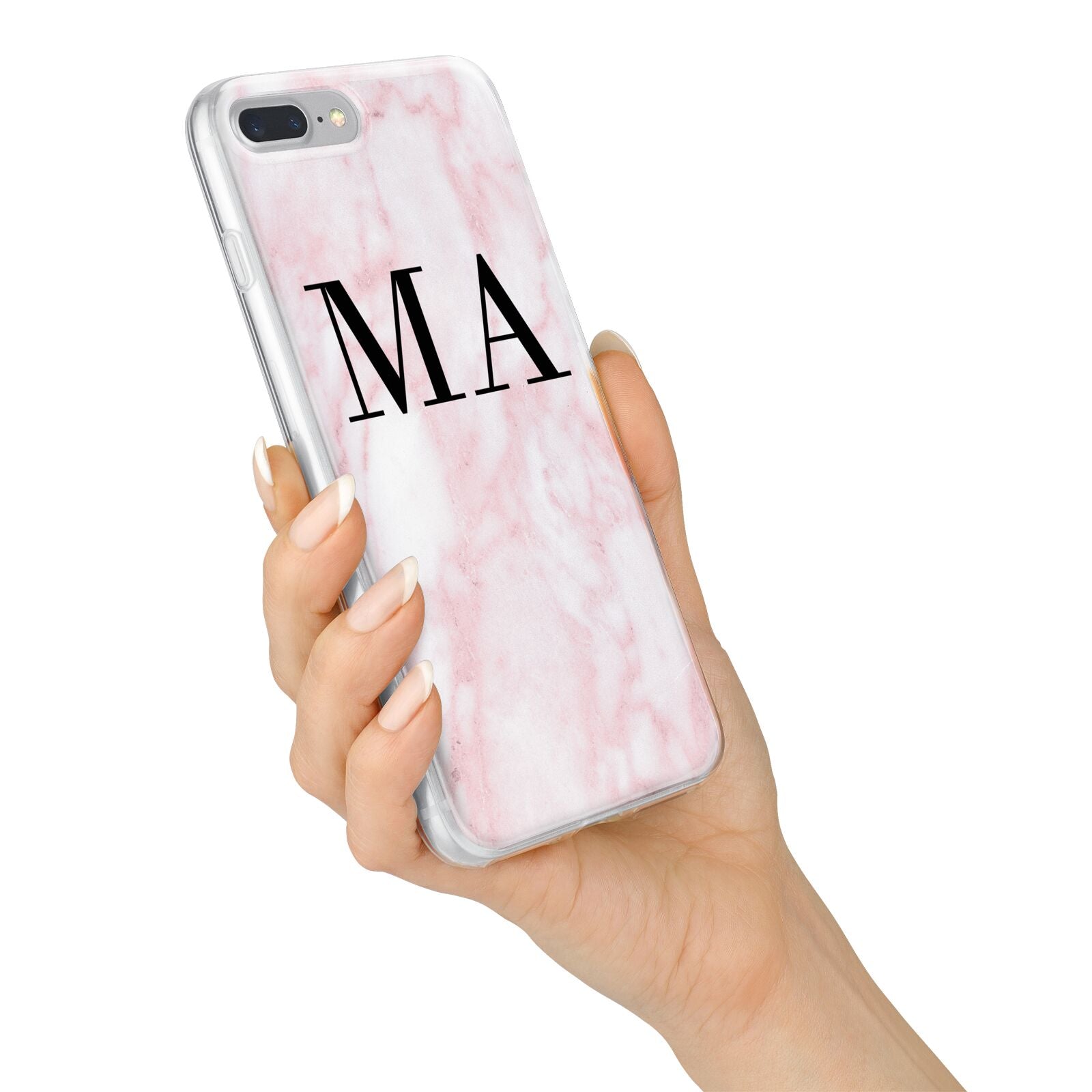 Personalised Pinky Marble Initials iPhone 7 Plus Bumper Case on Silver iPhone Alternative Image