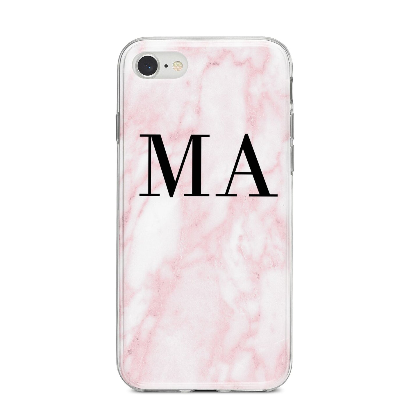 Personalised Pinky Marble Initials iPhone 8 Bumper Case on Silver iPhone
