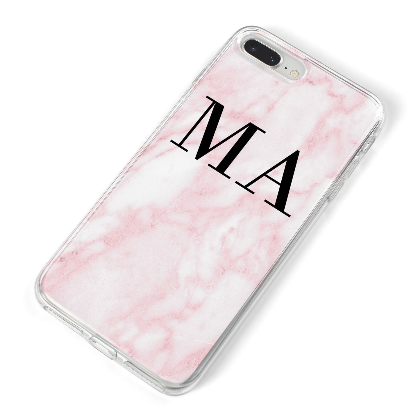 Personalised Pinky Marble Initials iPhone 8 Plus Bumper Case on Silver iPhone Alternative Image