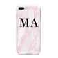 Personalised Pinky Marble Initials iPhone 8 Plus Bumper Case on Silver iPhone