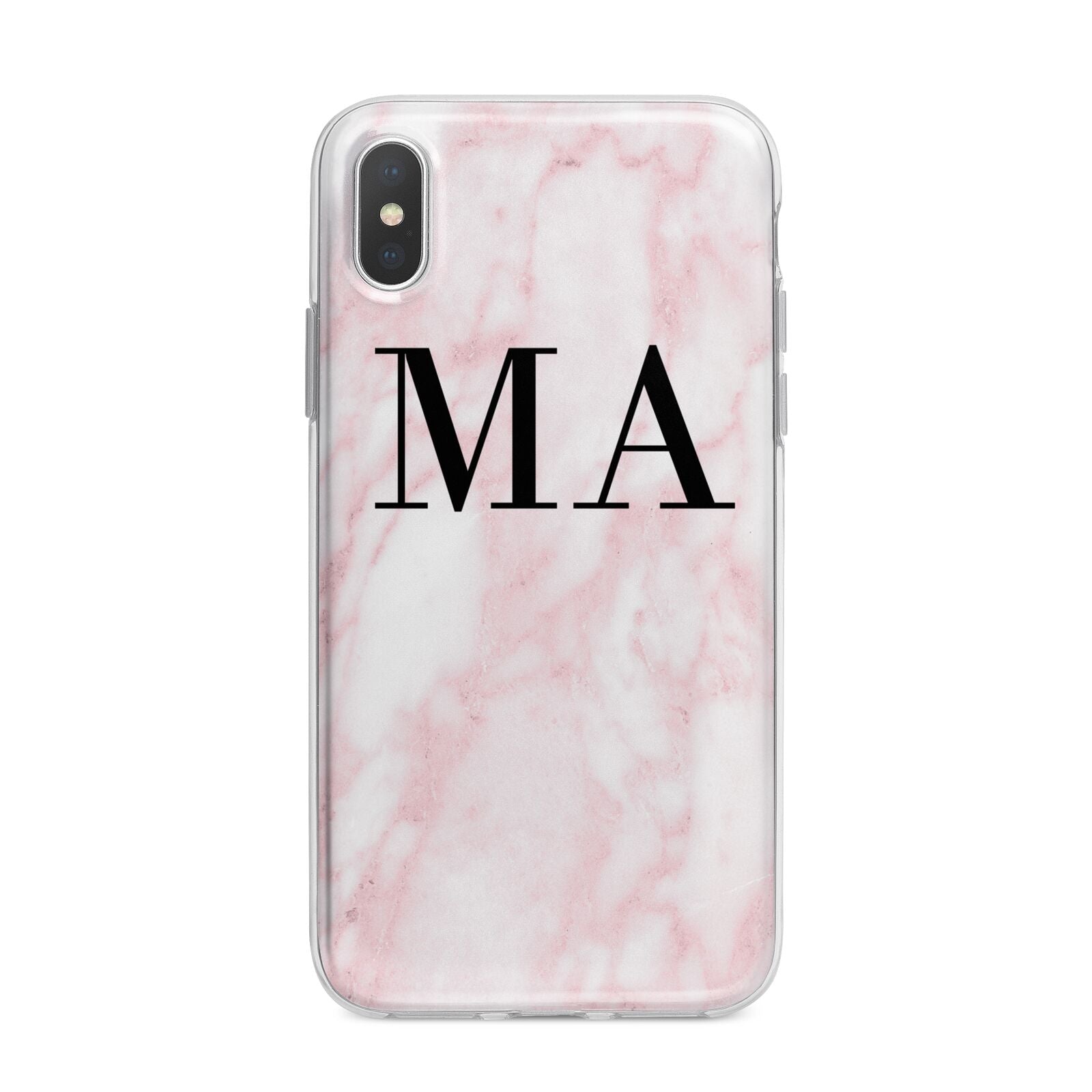 Personalised Pinky Marble Initials iPhone X Bumper Case on Silver iPhone Alternative Image 1