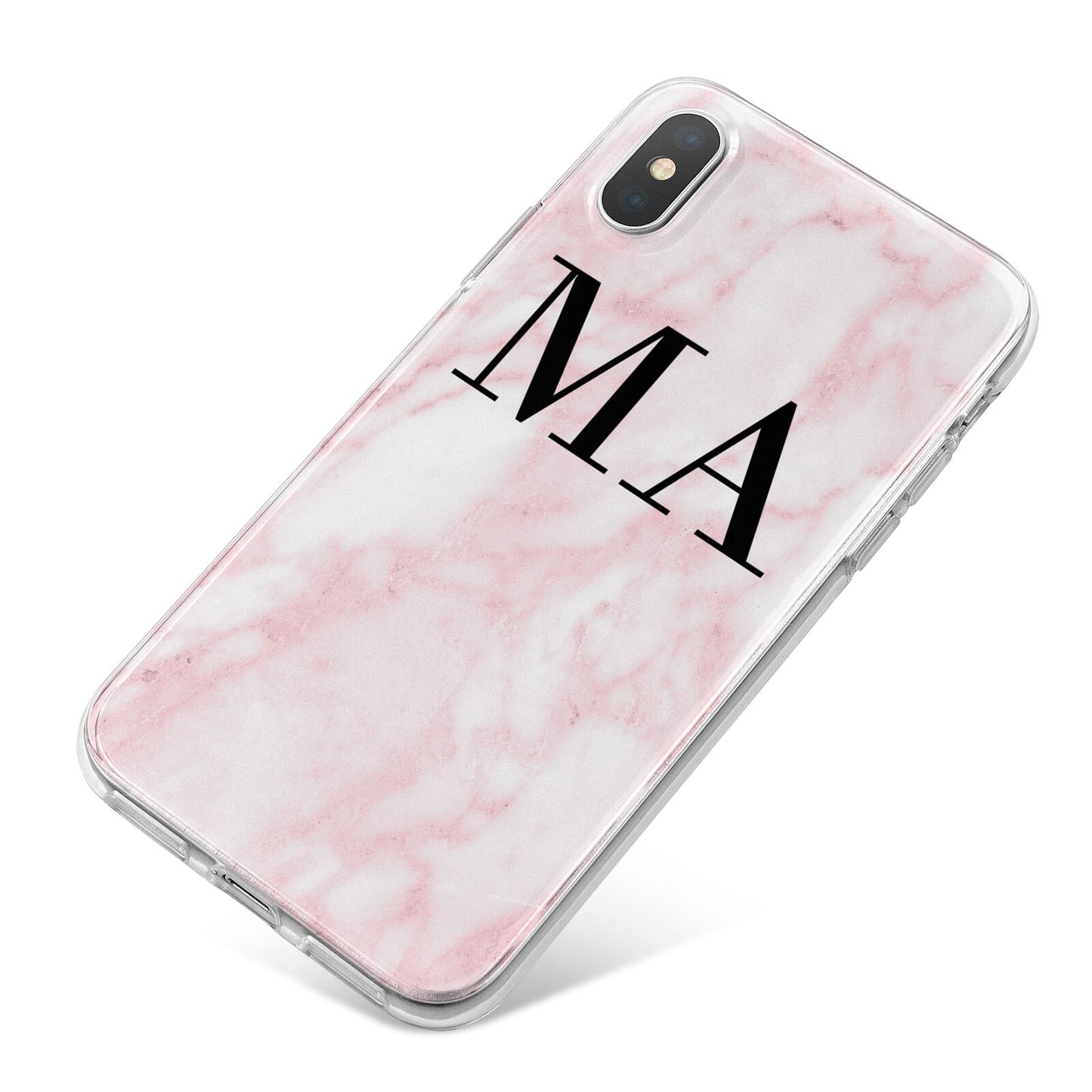 Personalised Pinky Marble Initials iPhone X Bumper Case on Silver iPhone
