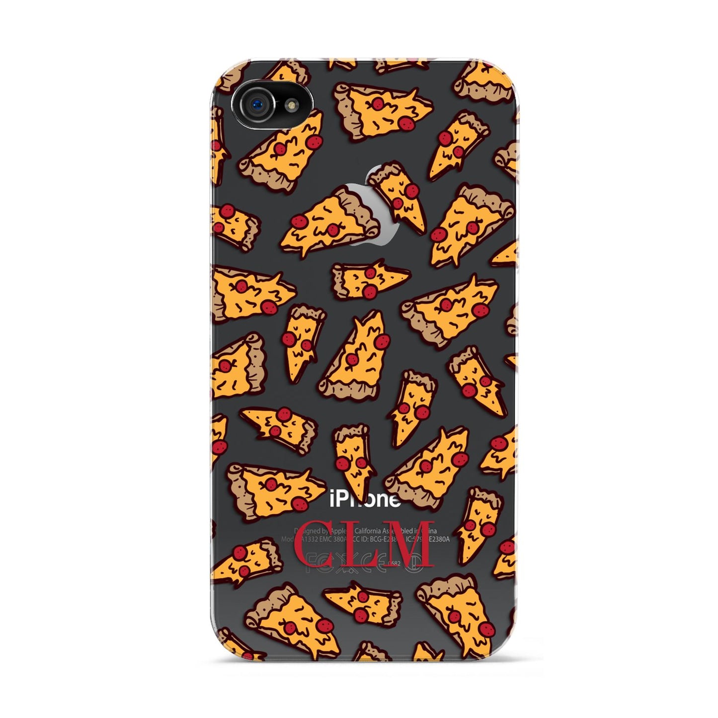 Personalised Pizza Initials Clear Apple iPhone 4s Case