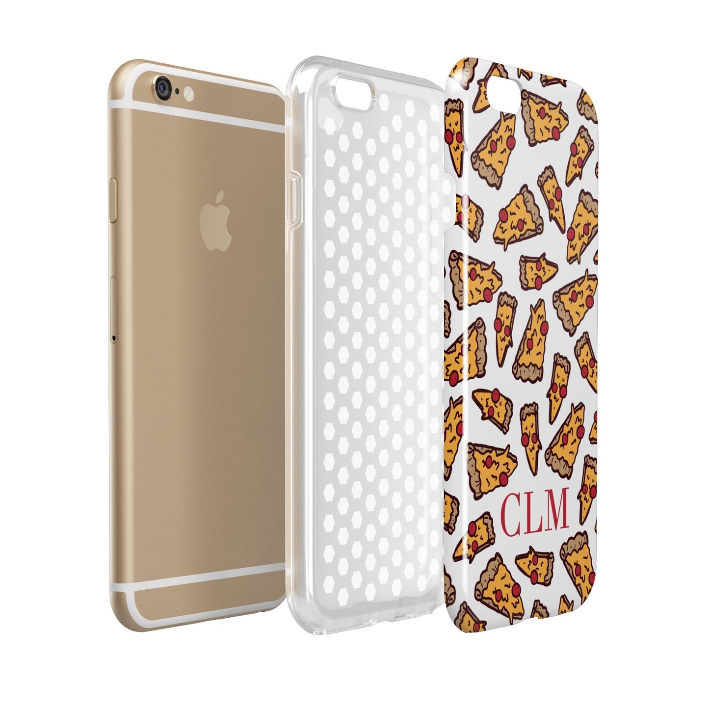 Personalised Pizza Initials Clear Apple iPhone 6 3D Tough Case Expanded view