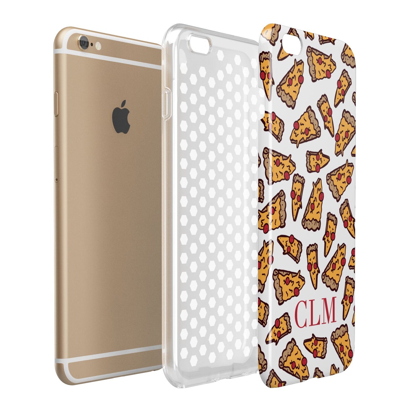 Personalised Pizza Initials Clear Apple iPhone 6 Plus 3D Tough Case Expand Detail Image