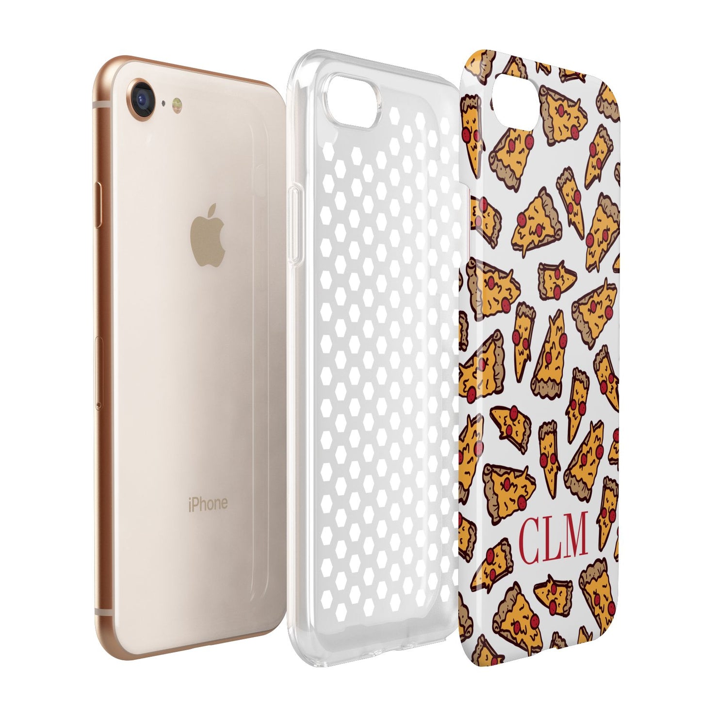 Personalised Pizza Initials Clear Apple iPhone 7 8 3D Tough Case Expanded View