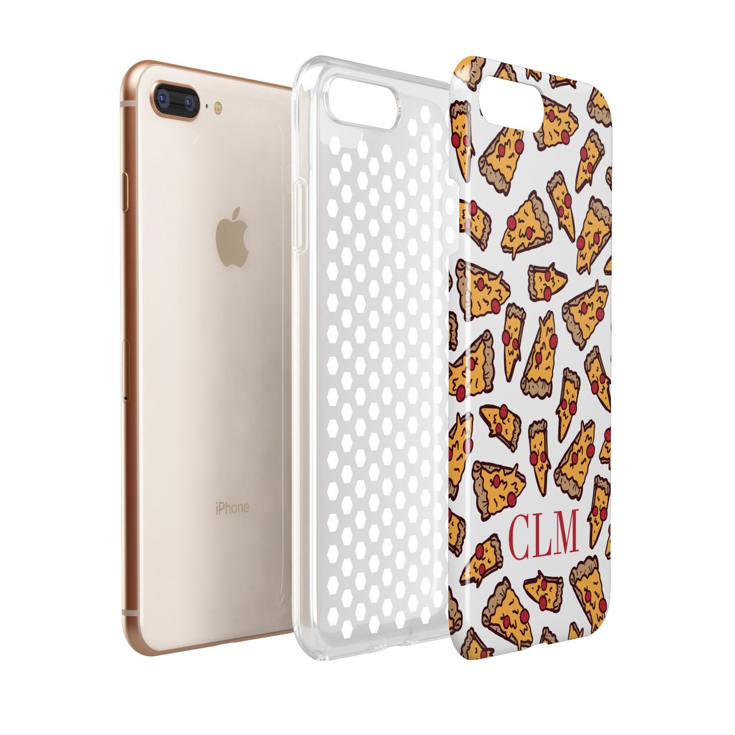 Personalised Pizza Initials Clear Apple iPhone 7 8 Plus 3D Tough Case Expanded View