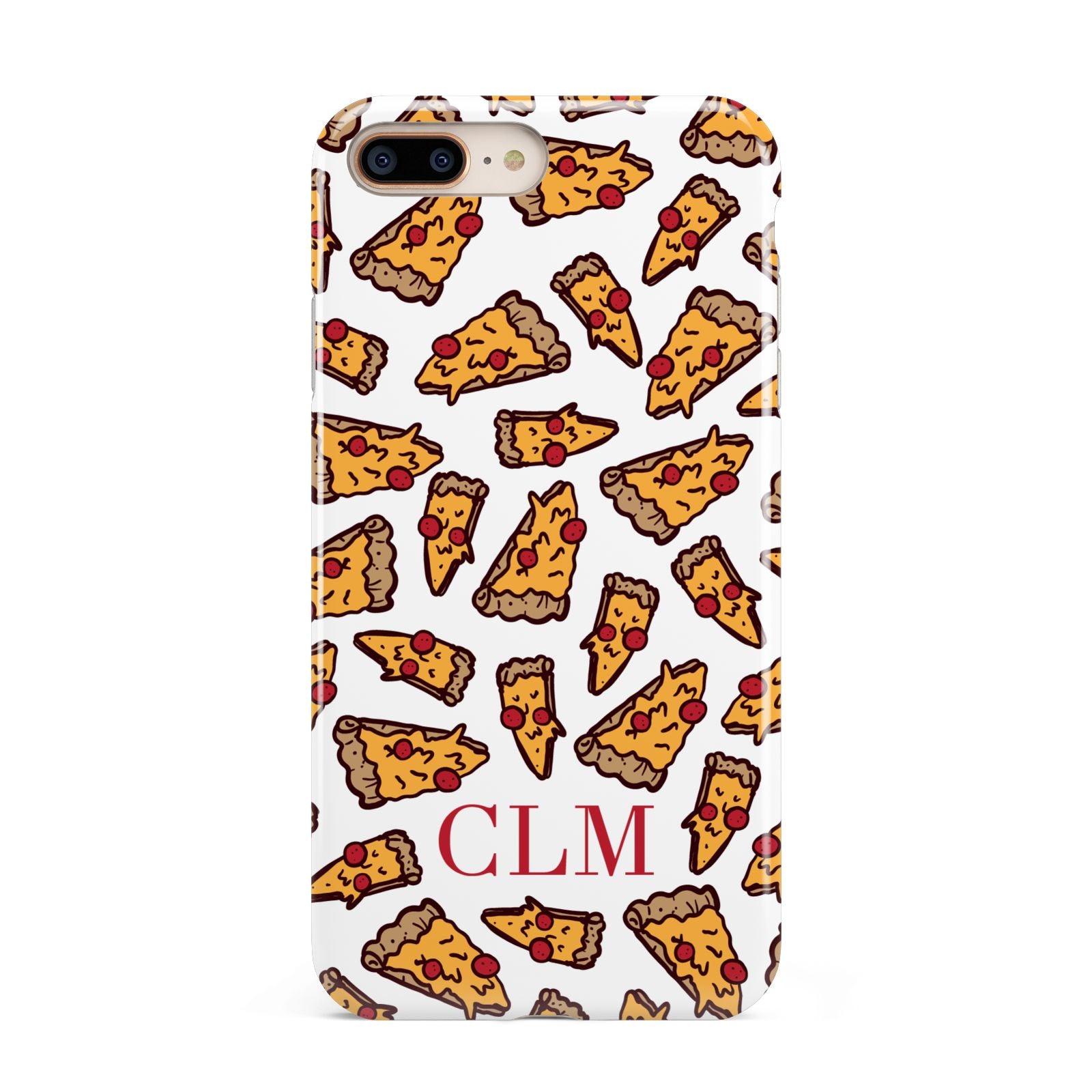 Personalised Pizza Initials Clear Apple iPhone 7 8 Plus 3D Tough Case