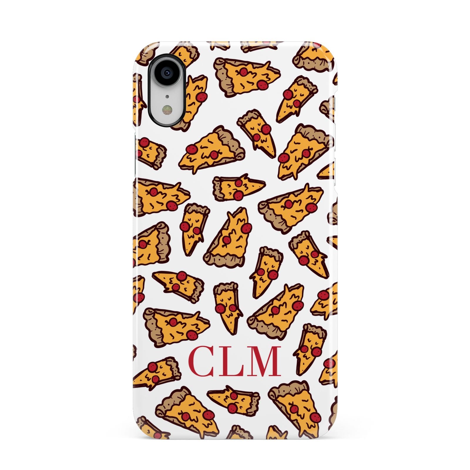 Personalised Pizza Initials Clear Apple iPhone XR White 3D Snap Case