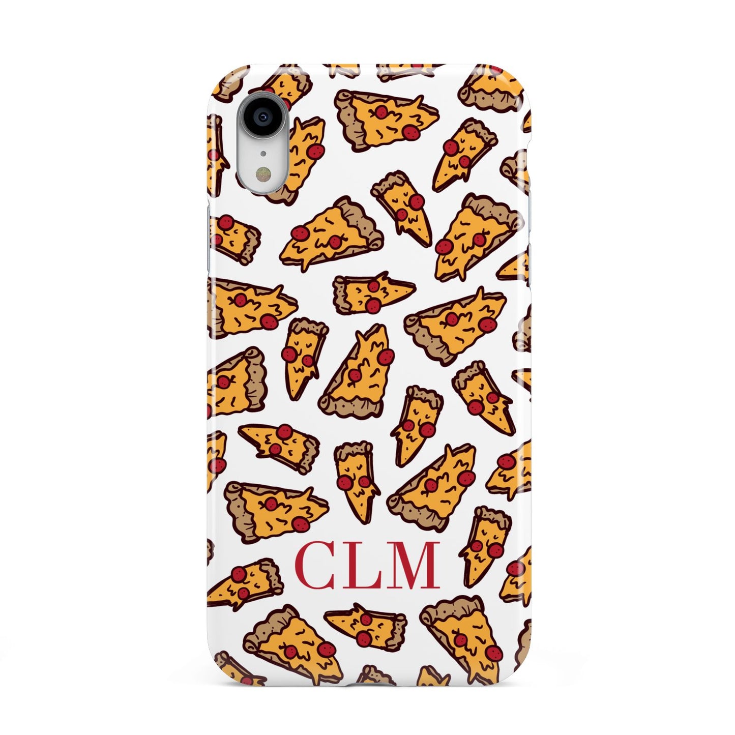 Personalised Pizza Initials Clear Apple iPhone XR White 3D Tough Case