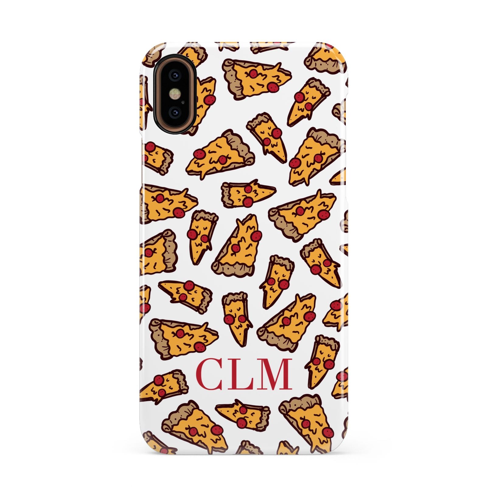 Personalised Pizza Initials Clear Apple iPhone XS 3D Snap Case