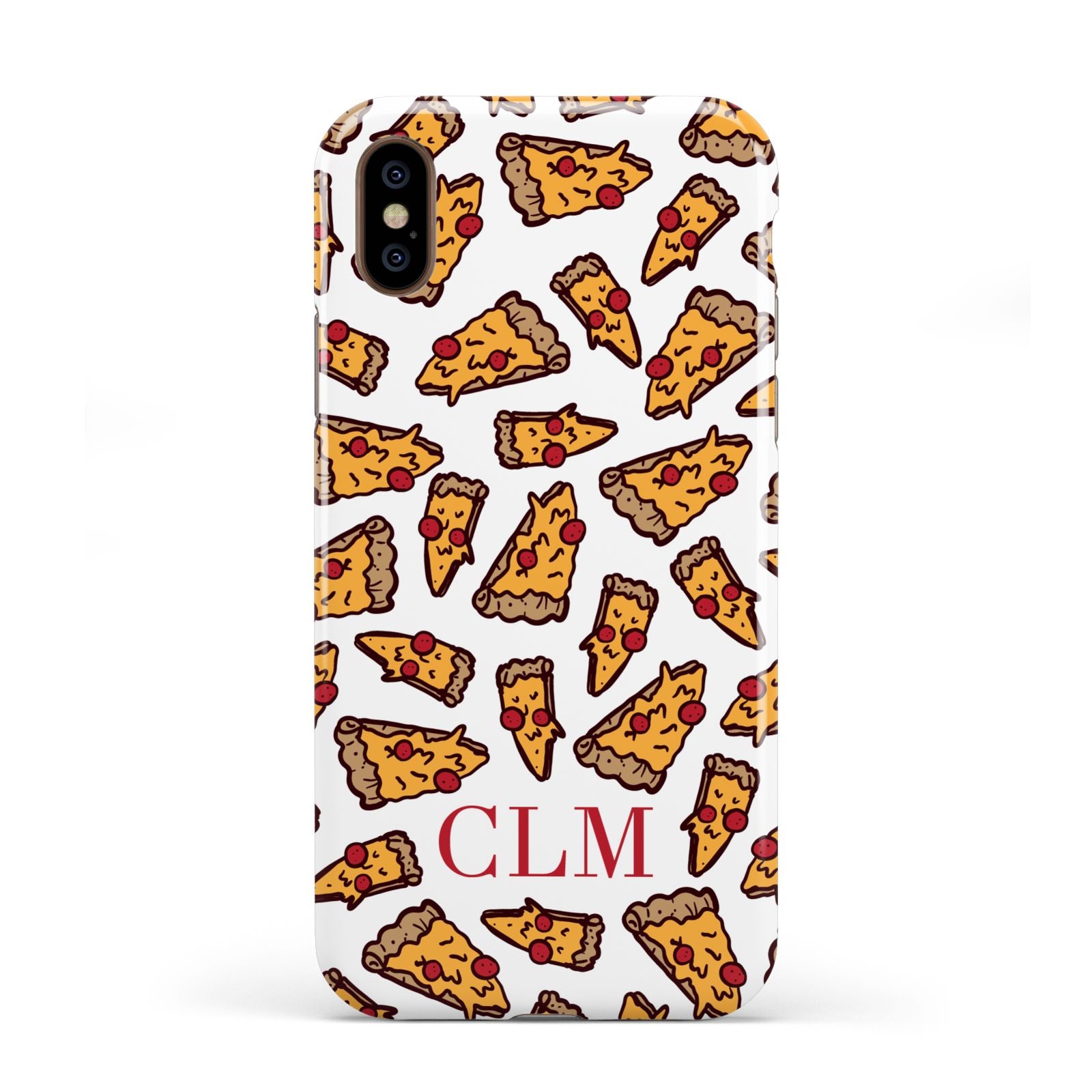 Personalised Pizza Initials Clear Apple iPhone XS 3D Tough