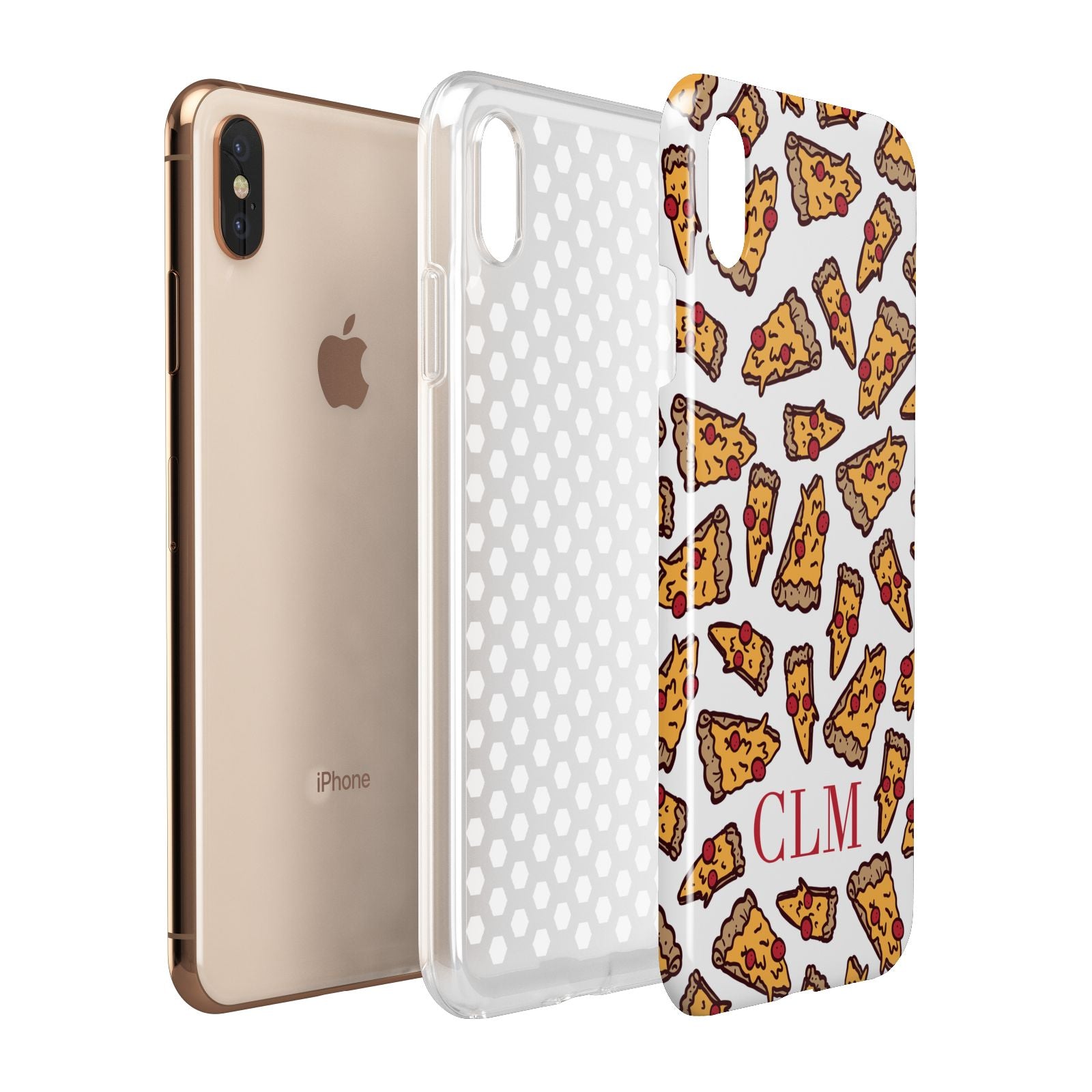Personalised Pizza Initials Clear Apple iPhone Xs Max 3D Tough Case Expanded View