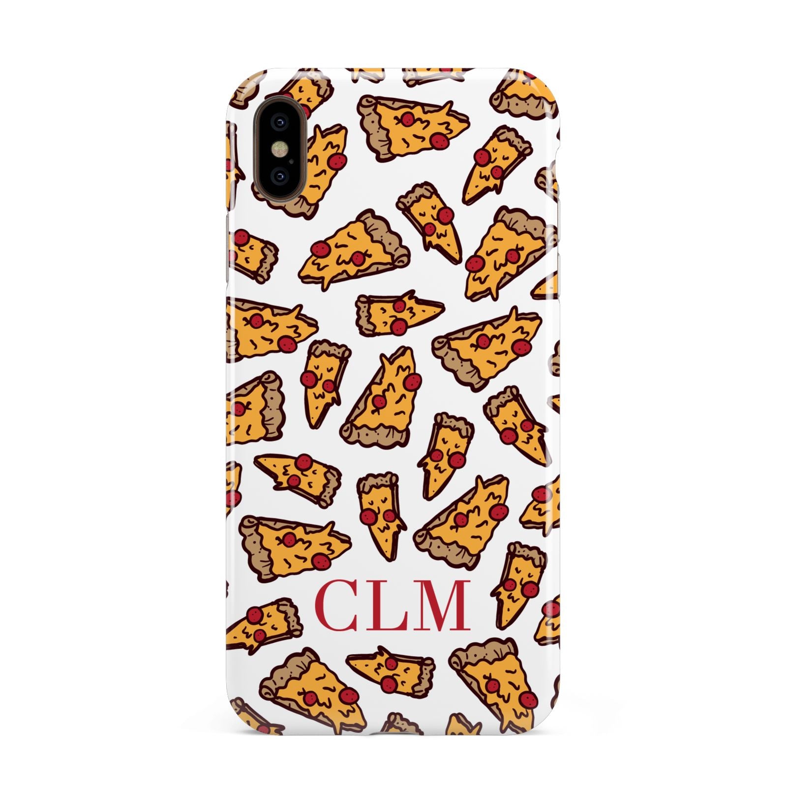 Personalised Pizza Initials Clear Apple iPhone Xs Max 3D Tough Case