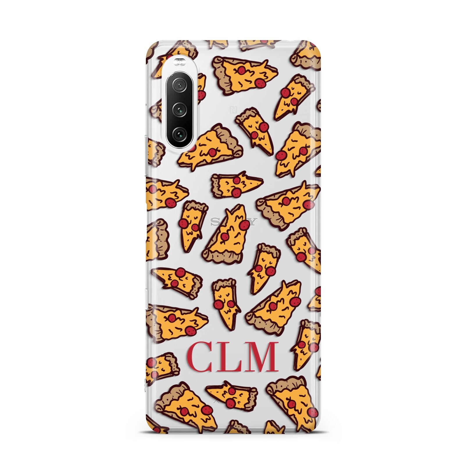 Personalised Pizza Initials Clear Sony Xperia 10 III Case