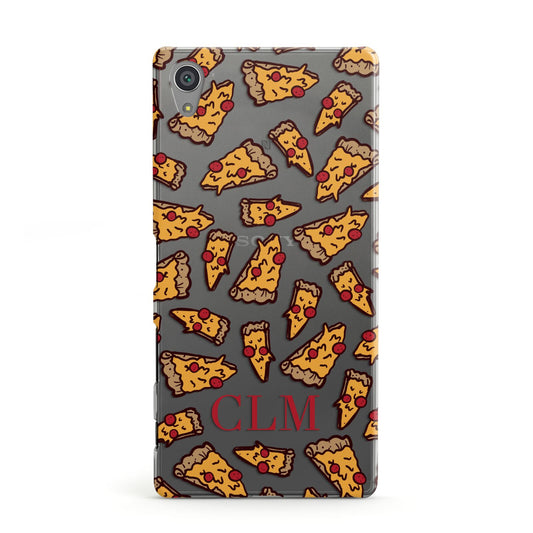 Personalised Pizza Initials Clear Sony Xperia Case