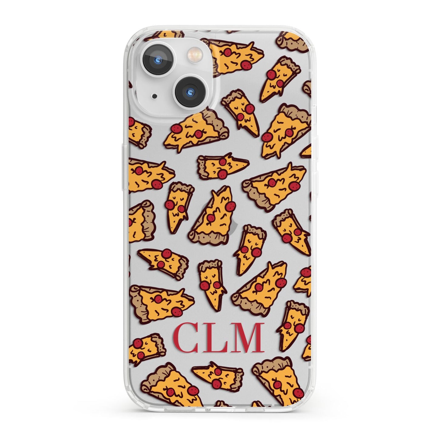 Personalised Pizza Initials Clear iPhone 13 Clear Bumper Case