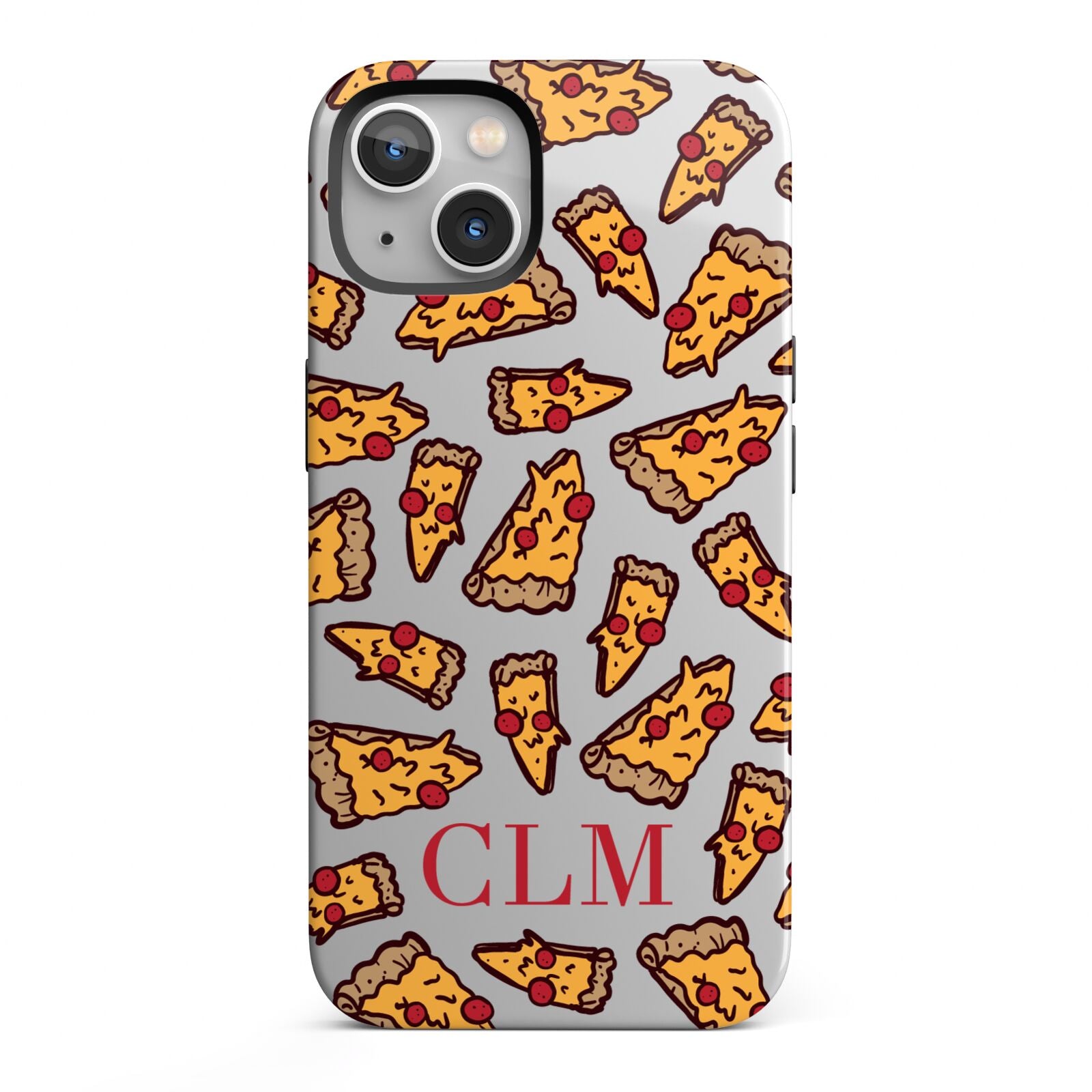 Personalised Pizza Initials Clear iPhone 13 Full Wrap 3D Tough Case