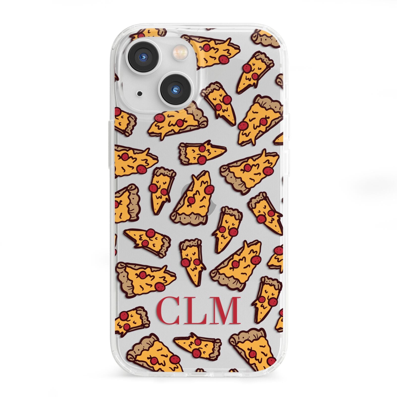 Personalised Pizza Initials Clear iPhone 13 Mini Clear Bumper Case
