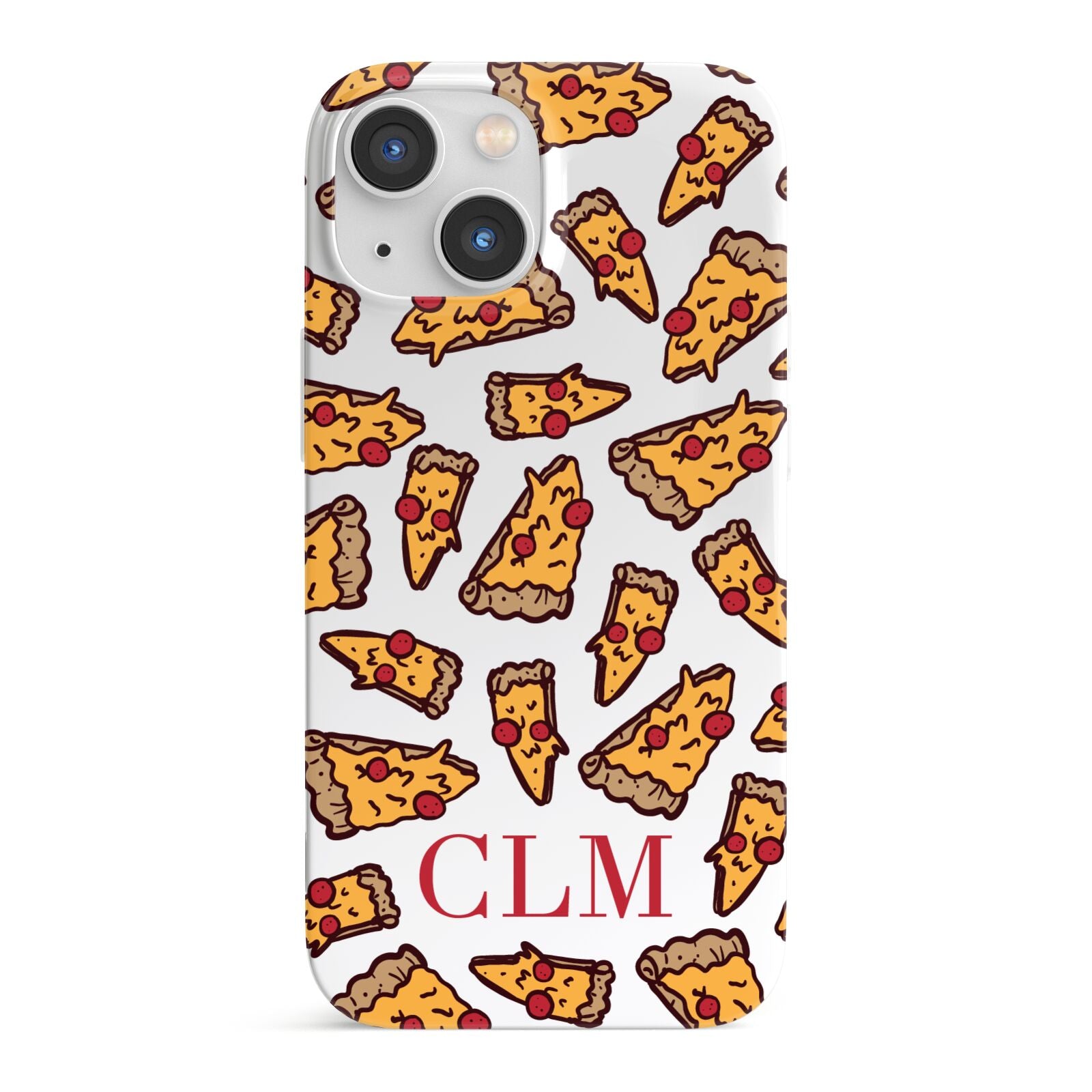 Personalised Pizza Initials Clear iPhone 13 Mini Full Wrap 3D Snap Case