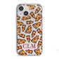Personalised Pizza Initials Clear iPhone 13 Mini TPU Impact Case with White Edges
